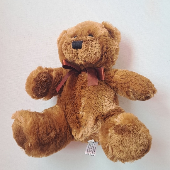 Napco Vintage Cozy Brown Stuffed Bear with Burgundy Ribbon - Picture 2 of 8